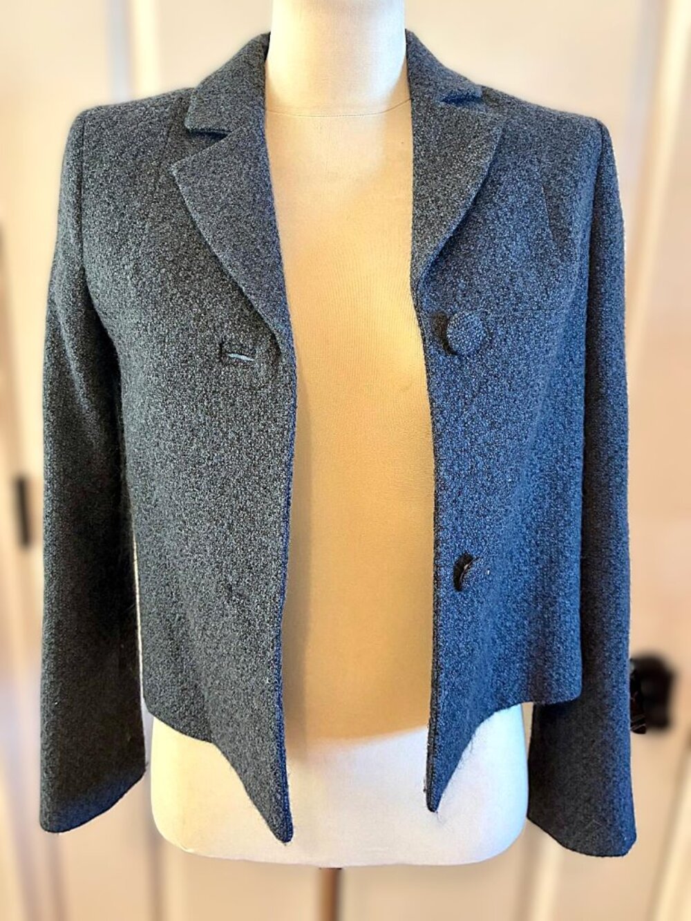 Vintage High-End Designer Italian Virgin Wool Coat, Circa 1980, Size 40, No Tag